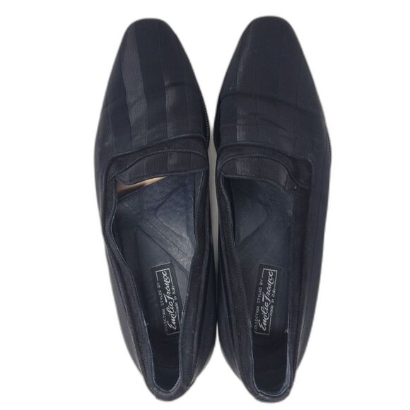 Emilio Franco Black Striped Slip On Loafers - Picture 3 of 6